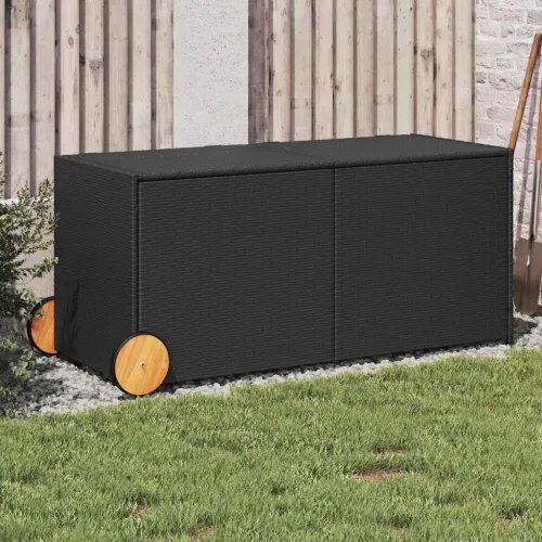 Vrtna kutija za pohranu s kotačima crna 283 L od poliratana - Crna 127 x 55 x 56/59.5 cm Crna 127 x 55 x 56/59.5 cm Cijena