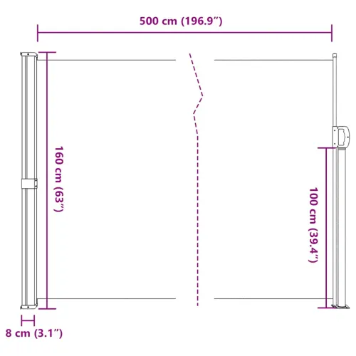 Bočna tenda na uvlačenje antracit 160 x 500 cm - Antracit 160 x 500 cm Cijena