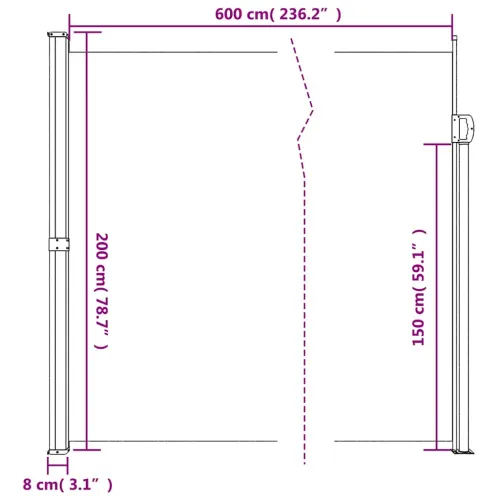 Bočna tenda na uvlačenje krem 200 x 600 cm - Krema 200 x 600 cm Cijena