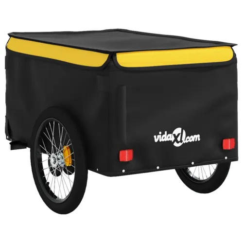 Prikolica za bicikl crno-žuta 45 kg željezna - Žuta 137 x 68 x 59 cm Cijena