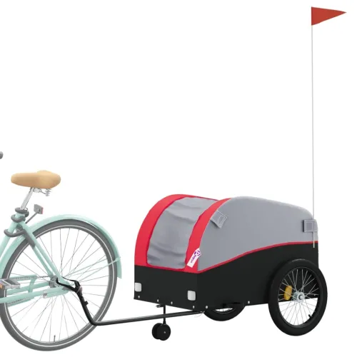 Prikolica za bicikl crno-crvena 45 kg željezna - Crvena 68 x 133 x 68 cm Cijena