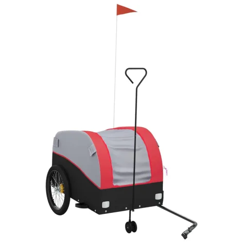Prikolica za bicikl crno-crvena 45 kg željezna - Crvena 68 x 133 x 68 cm Cijena