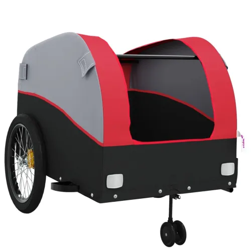Prikolica za bicikl crno-crvena 45 kg željezna - Crvena 68 x 133 x 68 cm Cijena