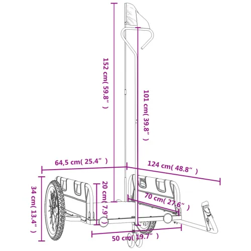 Prikolica za bicikl zelena od tkanine Oxford i željeza - Zelena 124 x 64.5 x 36 cm Cijena