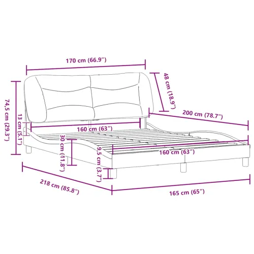 Okvir za krevet bez madraca Hvar plavi 160x200 cm od tkanine - Plava 160 x 200 cm Plava 160 x 200 cm Cijena