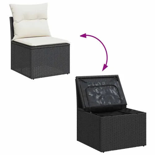 Vrtna garnitura - 6-dijelni set vrtnih sofa s jastucima crni od poliratana - Crna i krem 1 Cijena