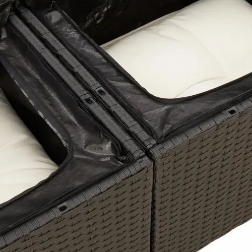 Vrtna garnitura - 7-dijelni set vrtnih sofa od poliratana s jastucima crni - Crna i krem 1 Cijena