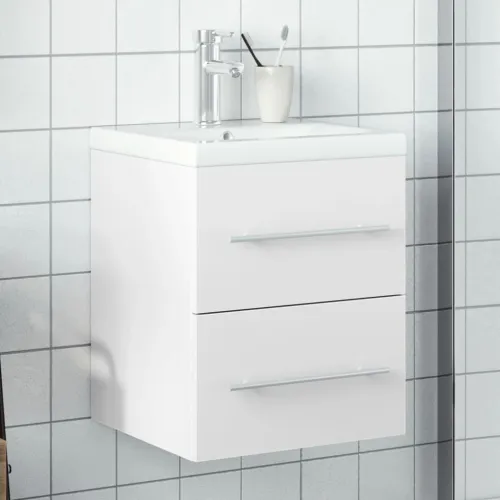 Kupaonski ormarić s ugrađenim Lavabo - Umivaonikom bijeli - Bijela 41 x 38.5 x 48 cm 1 Sa slavinom Cijena