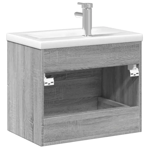 Kupaonski ormarić s ugrađenim Lavabo - Umivaonikom siva boja hrasta - Sivi hrast sonoma 60 x 38.5 x 48 cm Sa slavinom Cijena