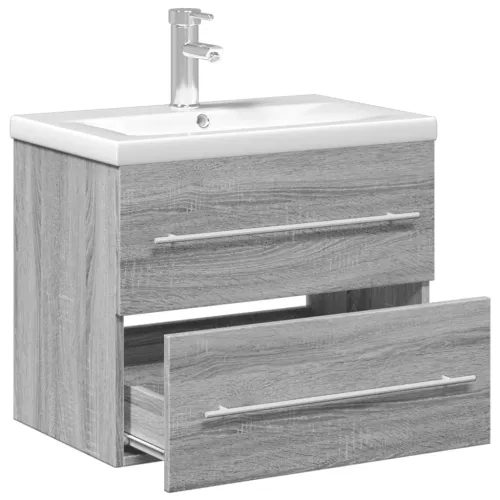 Kupaonski ormarić s ugrađenim Lavabo - Umivaonikom siva boja hrasta - Sivi hrast sonoma 60 x 38.5 x 48 cm Sa slavinom Cijena