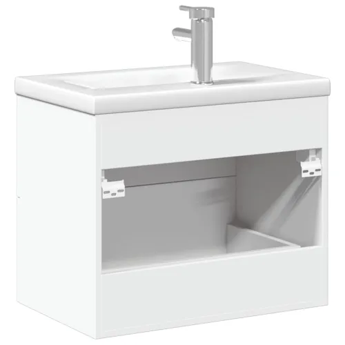 Kupaonski ormarić s ugrađenim Lavabo - Umivaonikom bijeli - Bijela 60 x 38.5 x 48 cm Sa slavinom Cijena