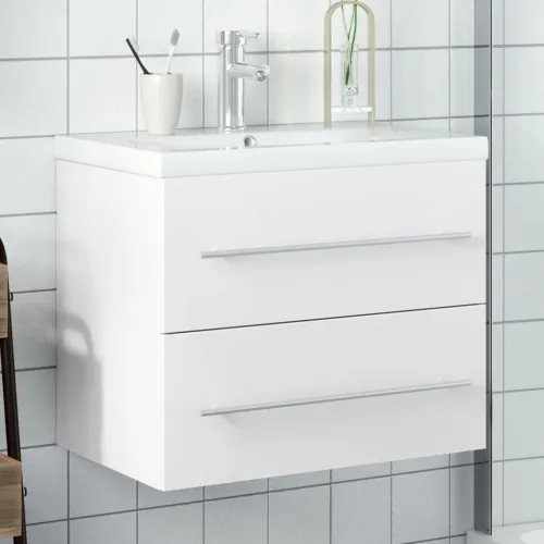 Kupaonski ormarić s ugrađenim Lavabo - Umivaonikom bijeli - Bijela 60 x 38.5 x 48 cm Sa slavinom Cijena