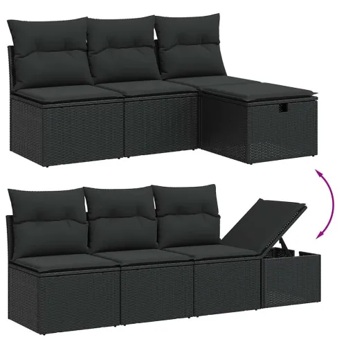 Vrtna garnitura - 8-dijelni set vrtnih sofa od poliratana s jastucima crni - Crna 3x kutna + 3x srednja + tabure + stol 1 Cijena