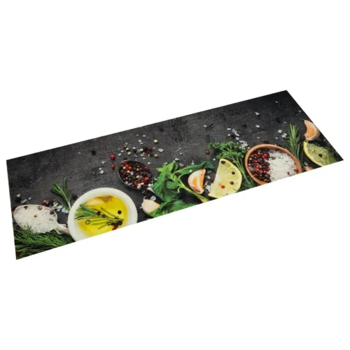 Kuhinjski tepih perivi s uzorkom začina 60 x 180 cm baršunasti - Tamno siva 60 x 180 cm Cijena