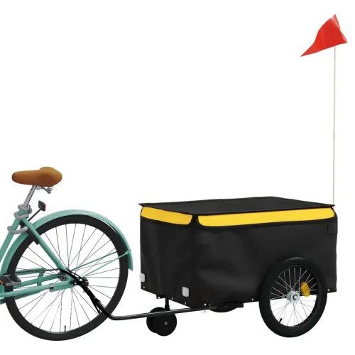 Prikolica za bicikl crno-žuta 30 kg željezna - Žuta 124 x 53 x 45 cm Cijena