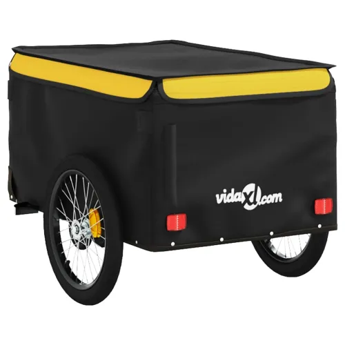 Prikolica za bicikl crno-žuta 30 kg željezna - Žuta 124 x 53 x 45 cm Cijena