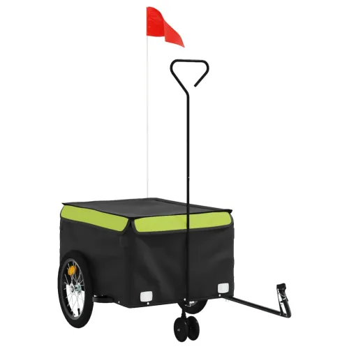 Prikolica za bicikl crno-zelena 45 kg željezna - Zelena 62.5 x 124 x 52 cm Cijena