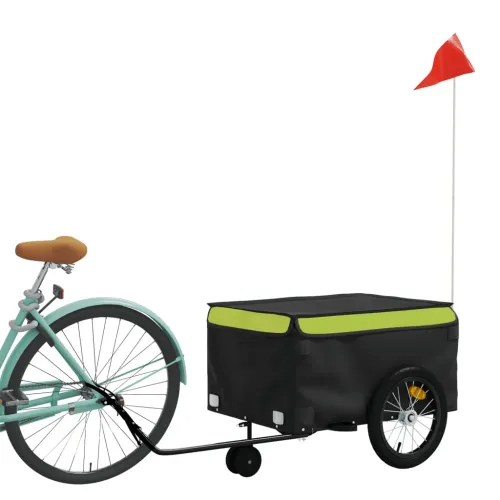 Prikolica za bicikl crno-zelena 45 kg željezna - Zelena 62.5 x 124 x 52 cm Cijena