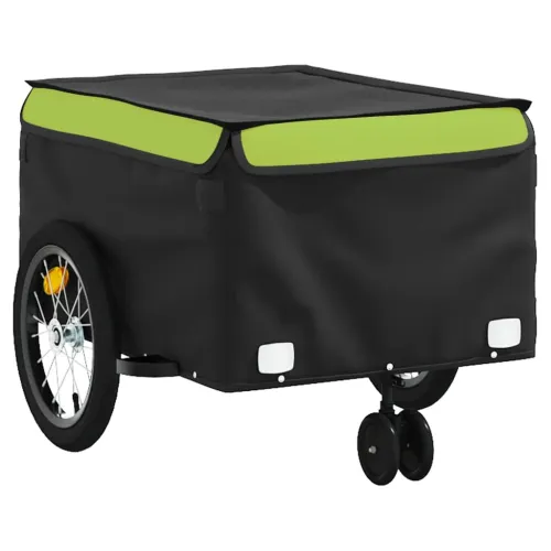Prikolica za bicikl crno-zelena 45 kg željezna - Zelena 62.5 x 124 x 52 cm Cijena