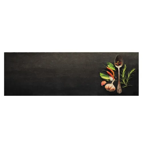 Kuhinjski tepih perivi s uzorkom začina 60 x 180 cm baršunasti - Crna i zelena 60 x 180 cm Cijena