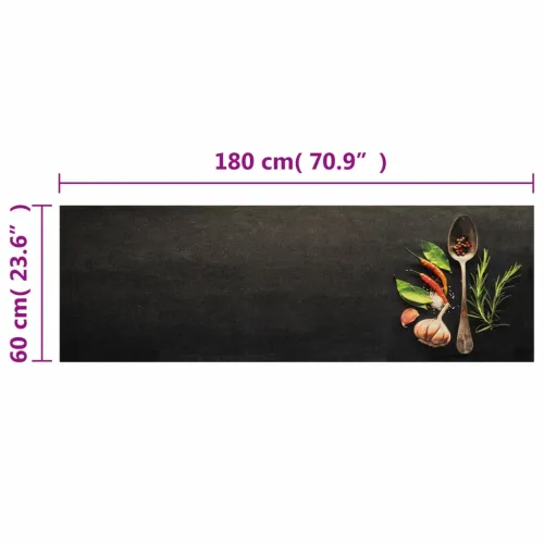 Kuhinjski tepih perivi s uzorkom začina 60 x 180 cm baršunasti - Crna i zelena 60 x 180 cm Cijena