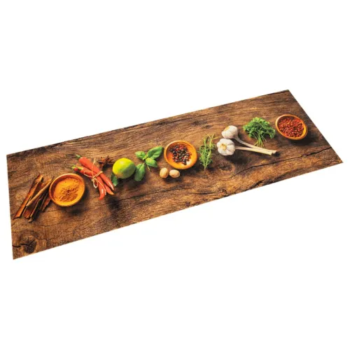 Kuhinjski tepih perivi s uzorkom začina 45 x 150 cm baršunasti - Smeđa 45 x 150 cm Cijena