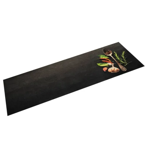 Kuhinjski tepih perivi s uzorkom začina 45 x 150 cm baršunasti - Crna i zelena 45 x 150 cm Cijena