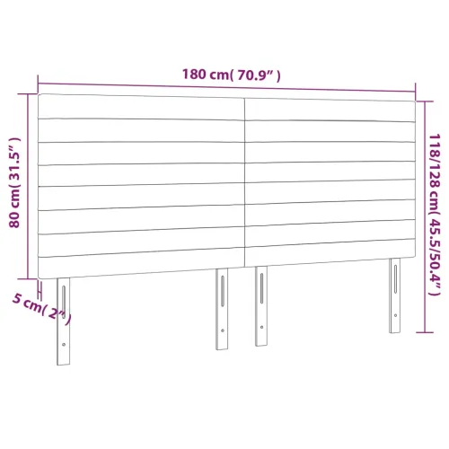 LED uzglavlje tamnosmeđe 180x5x118/128 cm od tkanine - Tamno smeđa 180 x 5 x 118/128 cm Cijena