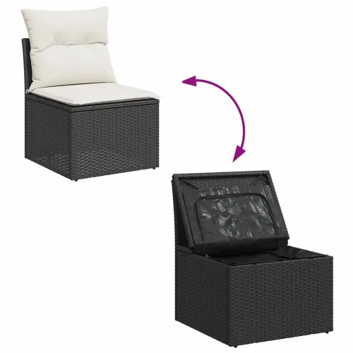 Vrtna garnitura - 11-dijelni set vrtnih sofa od poliratana s jastucima crni - Crna i krem 1 Cijena