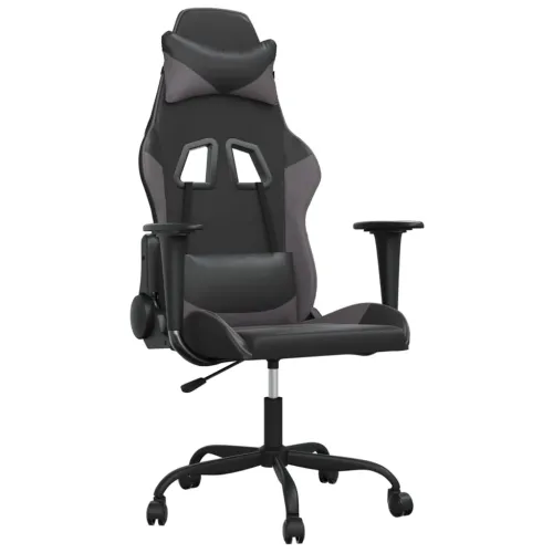 Gaming stolica crno-siva od umjetne kože - Crna i siva Bez naslona za noge Cijena