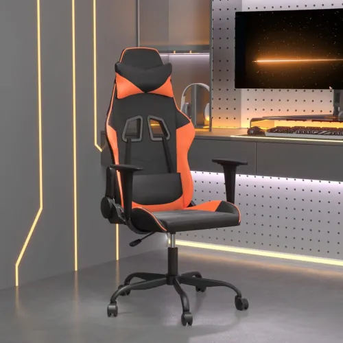 Gaming stolica crno-narančasta od umjetne kože - Crna i narančasta Bez naslona za noge Cijena
