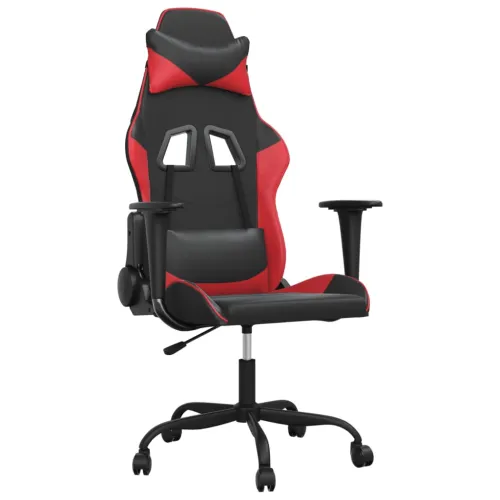 Masažna Gaming stolica crno-crvena od umjetne kože - Crna i crvena Bez naslona za noge Cijena