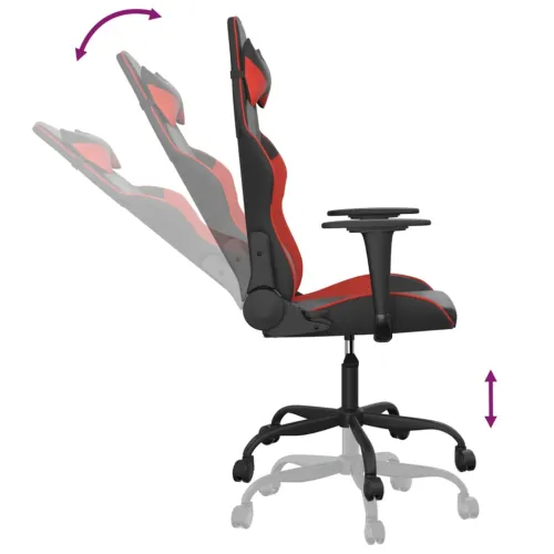 Masažna Gaming stolica crno-crvena od umjetne kože - Crna i crvena Bez naslona za noge Cijena
