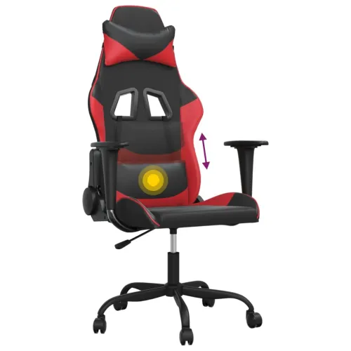 Masažna Gaming stolica crno-crvena od umjetne kože - Crna i crvena Bez naslona za noge Cijena