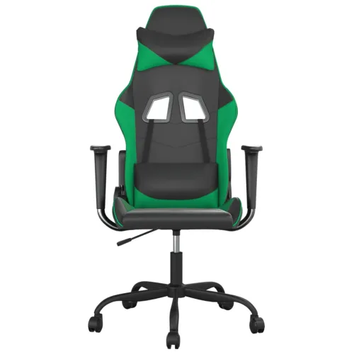 Masažna Gaming stolica crno-zelena od umjetne kože - Crna i zelena Bez naslona za noge Cijena
