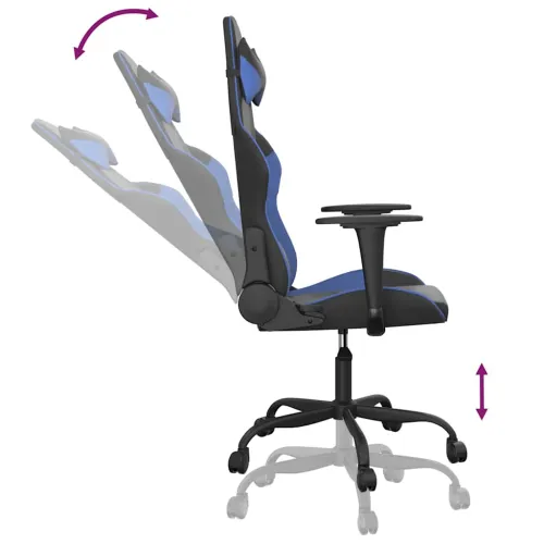 Gaming stolica crno-plava od umjetne kože - Crna i plava Bez naslona za noge Cijena