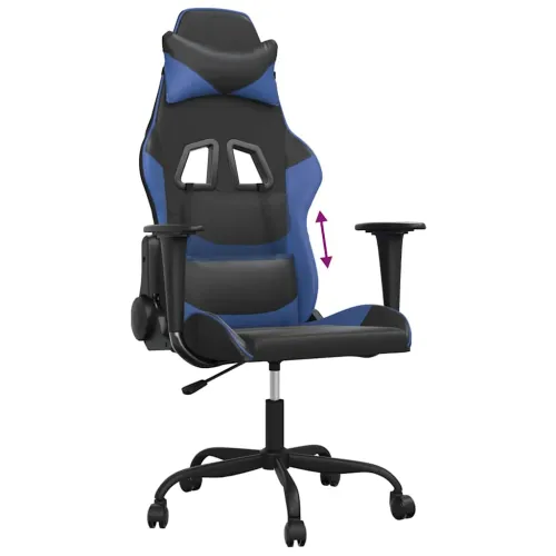 Gaming stolica crno-plava od umjetne kože - Crna i plava Bez naslona za noge Cijena