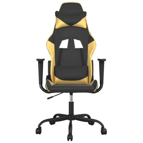 Gaming stolica crno-zlatna od umjetne kože - Crna i zlatna Bez naslona za noge Cijena