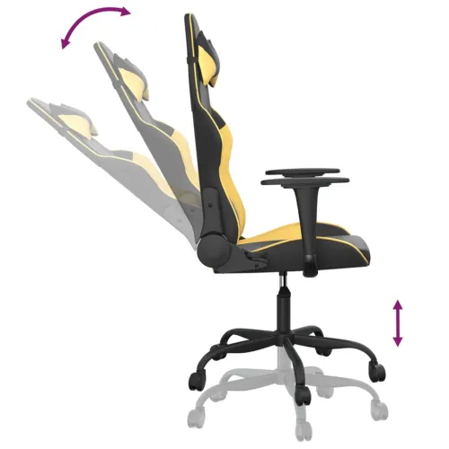 Gaming stolica crno-zlatna od umjetne kože - Crna i zlatna Bez naslona za noge Cijena