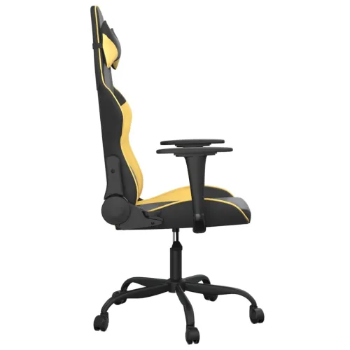 Gaming stolica crno-zlatna od umjetne kože - Crna i zlatna Bez naslona za noge Cijena