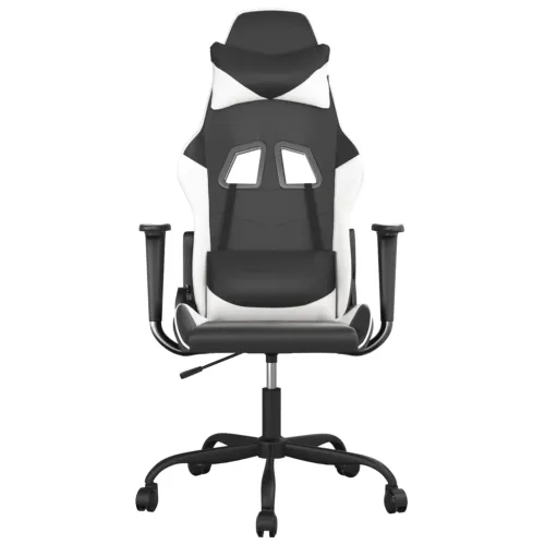Masažna Gaming stolica od umjetne kože crno-bijela - Crno-bijelo Bez naslona za noge Cijena