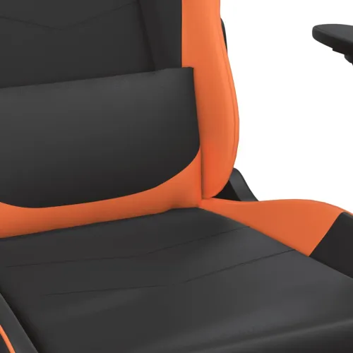 Masažna Gaming stolica crno-narančasta od umjetne kože - Crna i narančasta Bez naslona za noge Cijena