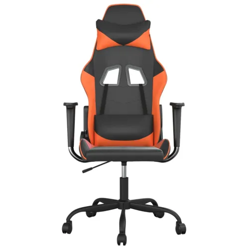 Masažna Gaming stolica crno-narančasta od umjetne kože - Crna i narančasta Bez naslona za noge Cijena