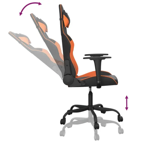 Masažna Gaming stolica crno-narančasta od umjetne kože - Crna i narančasta Bez naslona za noge Cijena