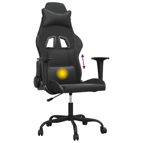 Masažna Gaming stolica crna od umjetne kože - Crna Bez naslona za noge Cijena