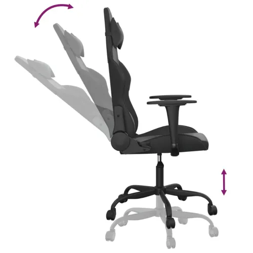 Masažna Gaming stolica crna od umjetne kože - Crna Bez naslona za noge Cijena