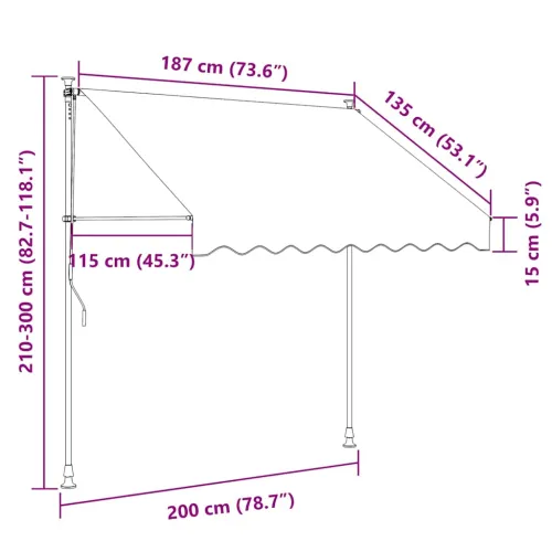 Tenda na uvlačenje krem 200 x 115 cm od tkanine i čelika - Krema 200 cm Antracitni okvir Cijena