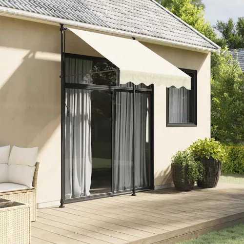 Tenda na uvlačenje krem 200 x 115 cm od tkanine i čelika - Krema 200 cm Antracitni okvir Cijena