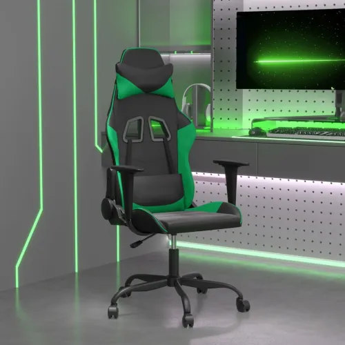 Gaming stolica crno-zelena od umjetne kože - Crna i zelena Bez naslona za noge Cijena