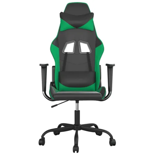 Gaming stolica crno-zelena od umjetne kože - Crna i zelena Bez naslona za noge Cijena